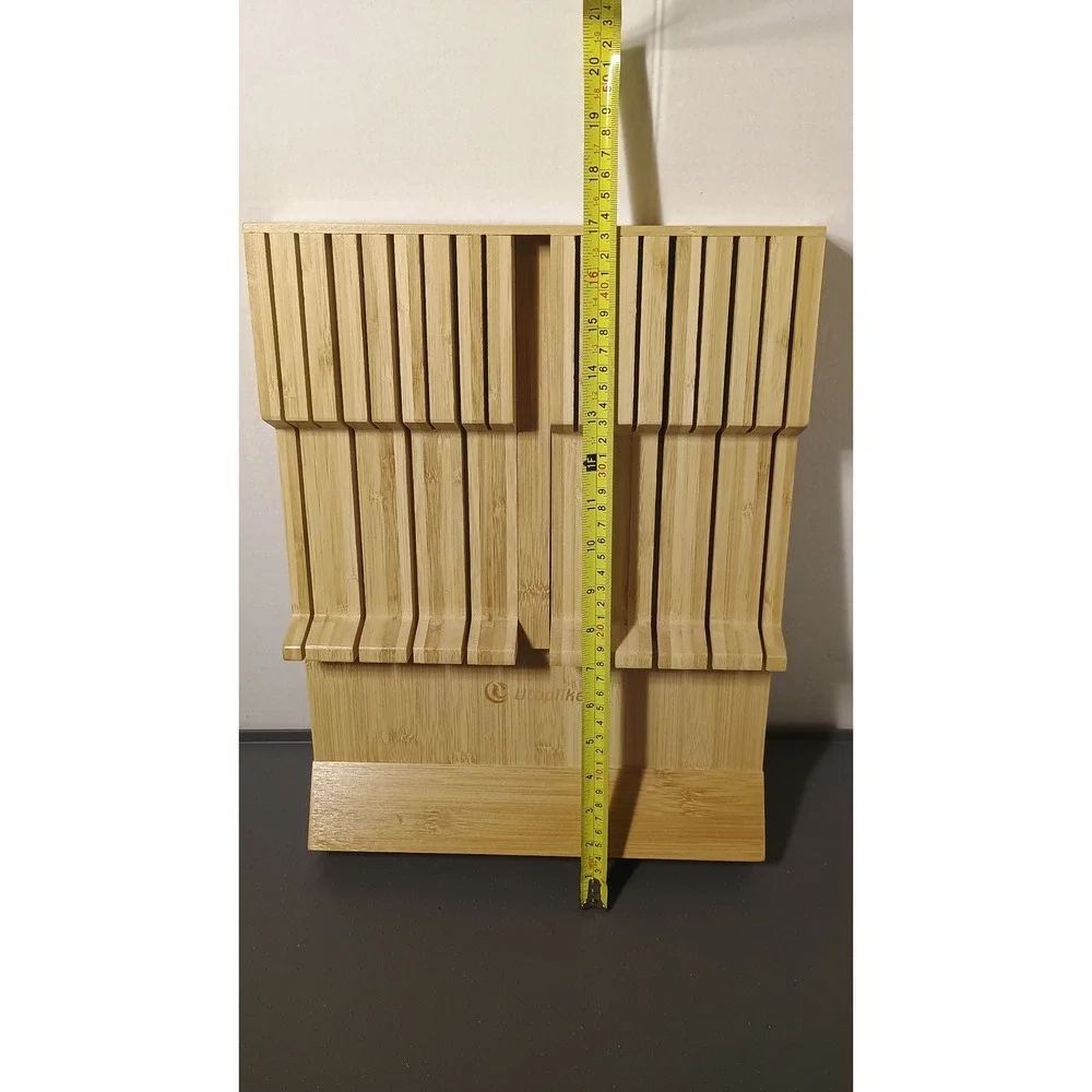 Utoplike Bamboo In-Drawer Knife Block Organizer Natural Wood Excellent Condition